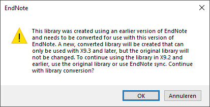EndNote X9.3.3 Conversion