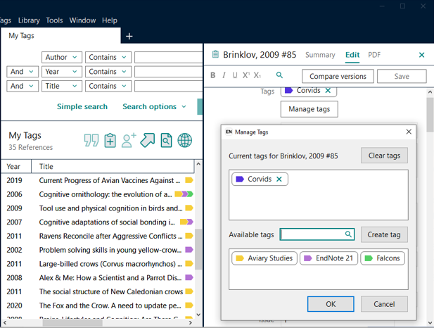 EndNote 21 stay organized with tags